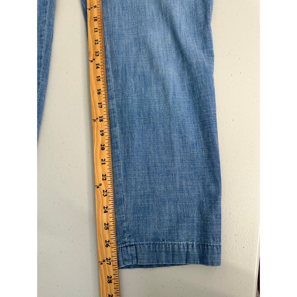 Talbots Chambray Straight Leg Button Tab Cuff Pants Size 12 Blue Cotton Blend - Picture 8 of 10